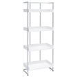 Furniture City Houma - Coaster - Ember 68-inch 4-shelf Bookshelf White High Gloss and Chrome - 803402