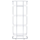 Ember 68-inch 4-shelf Bookshelf White High Gloss and Chrome