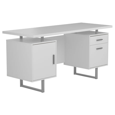 Furniture City Houma - Coaster - Lawtey 60-inch 2-drawer Computer Desk White High Gloss - 803521