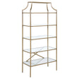 Furniture City Houma - Coaster - Serena 70-inch 5-shelf Glass Bookshelf Gold - 804393