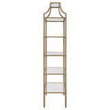 Serena 70-inch 5-shelf Glass Bookshelf Gold