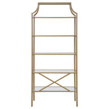 Serena 70-inch 5-shelf Glass Bookshelf Gold