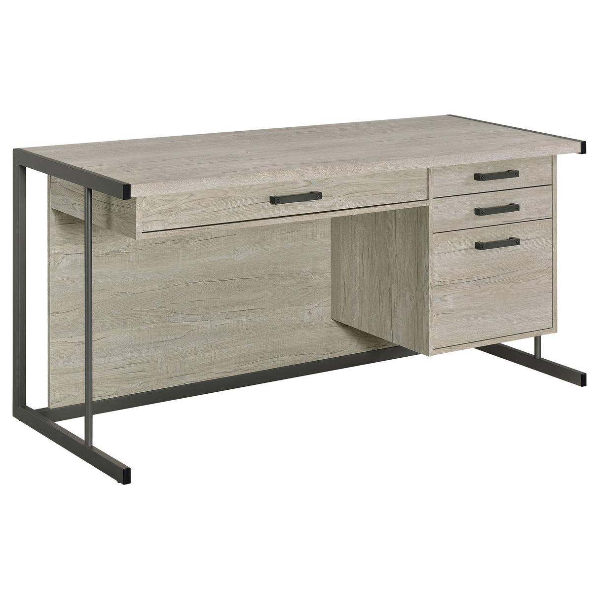 Furniture City Houma - Coaster - Loomis 60-inch 4-drawer Computer Desk Whitewashed Grey - 805881