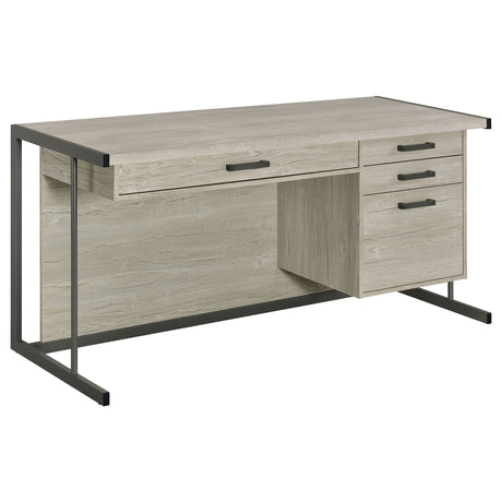 Furniture City Houma - Coaster - Loomis 60-inch 4-drawer Computer Desk Whitewashed Grey - 805881