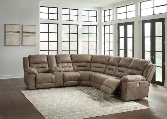 Furniture City Houma - Ashley Furniture - Ravenel 4-Piece Power Reclining Sectional - 4-Piece Power Reclining Sectional / Fossil - 83106S3