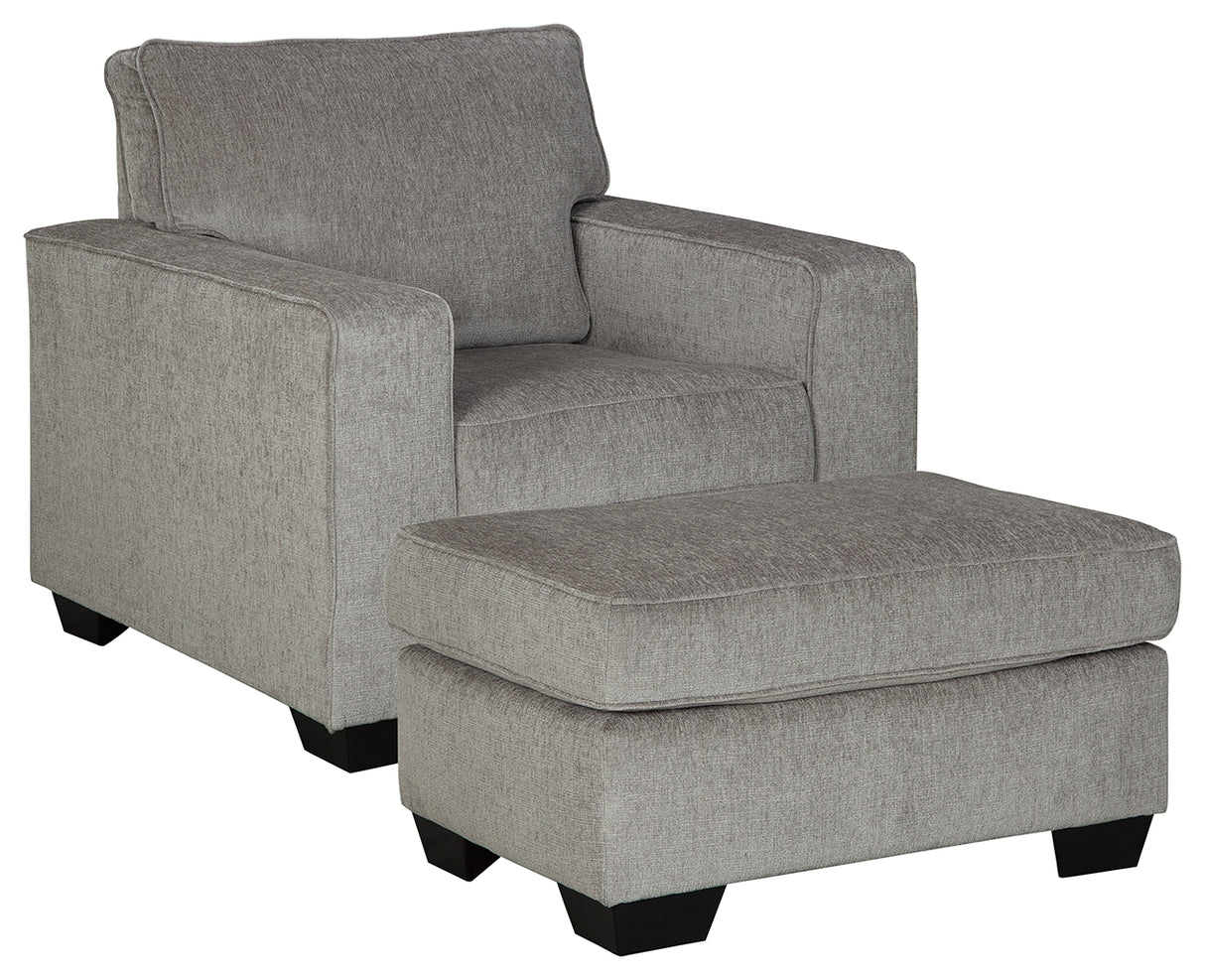 Furniture City Houma - Ashley Furniture - Altari Chair and Ottoman - Chair and Ottoman / Alloy - 87214U4