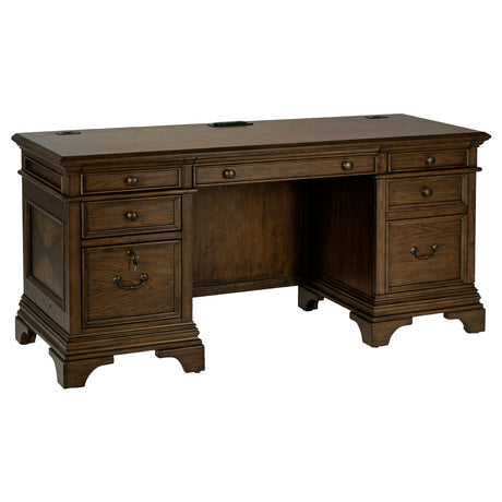 Furniture City Houma - Coaster - Hartshill 66-inch 5-drawer Credenza Office Desk Burnish Oak - 881282