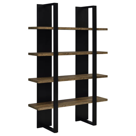 Furniture City Houma - Coaster - Danbrook 71-inch 4-shelf Bookshelf Black and Aged Walnut - 882036