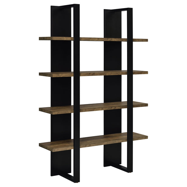 Furniture City Houma - Coaster - Danbrook 71-inch 4-shelf Bookshelf Black and Aged Walnut - 882036