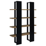 Danbrook 71-inch 4-shelf Bookshelf Black and Aged Walnut