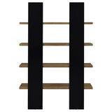 Danbrook 71-inch 4-shelf Bookshelf Black and Aged Walnut