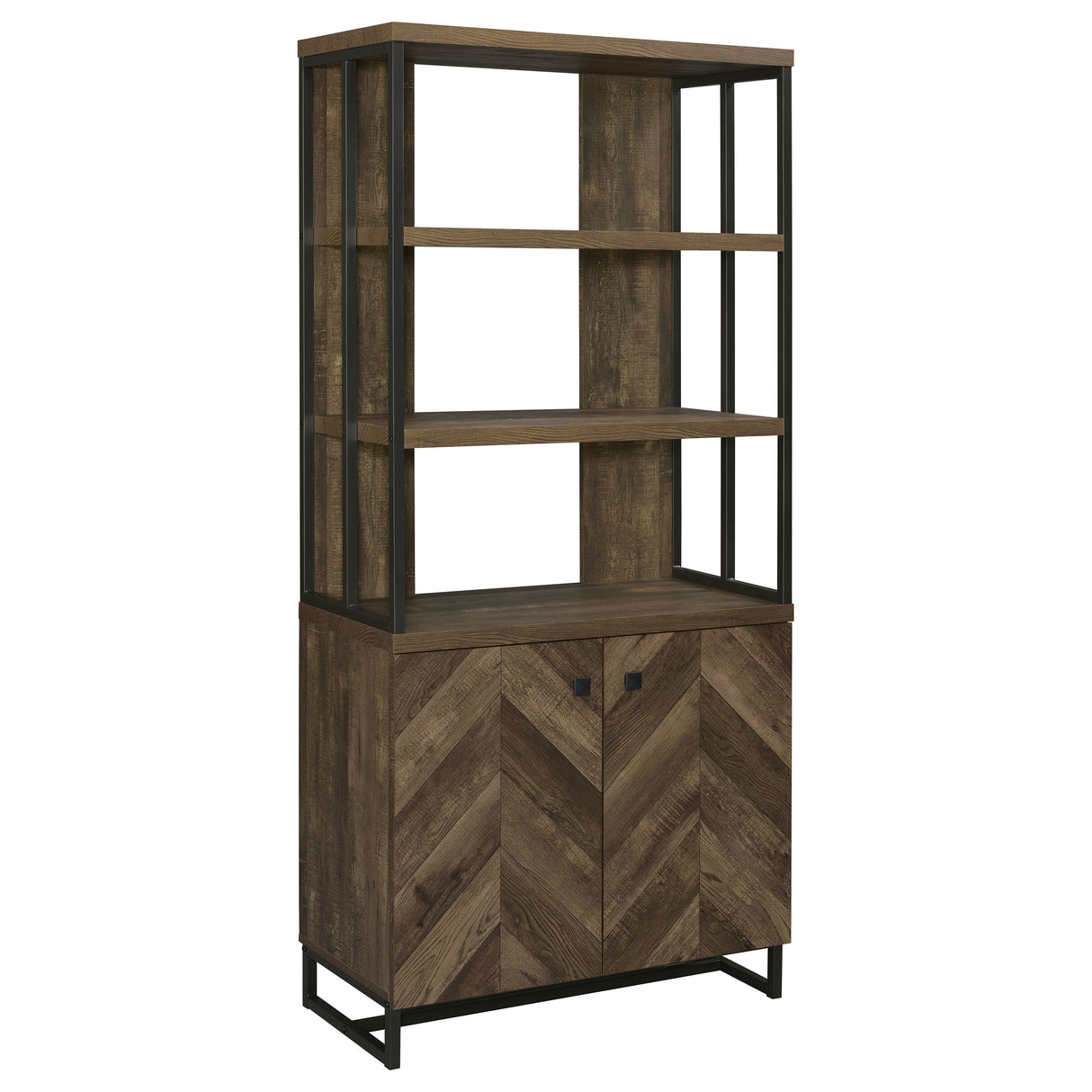 Furniture City Houma - Coaster - Millbrook 71-inch 2-door Storage Bookshelf Rustic Oak - 882093