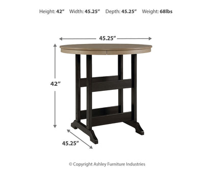 Fairen Trail - Round Bar Table w/Umb OPT - Black / Driftwood