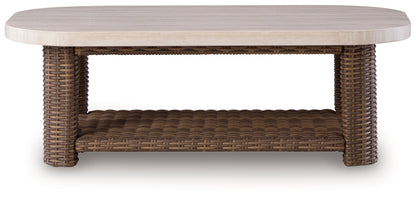 Dolan Creek - Rectangular Cocktail Table - Beige / Brown