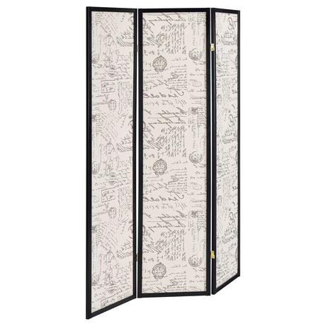 Furniture City Houma - Coaster - Felice 3-Panel Room Divider Folding Screen French Script - 900074