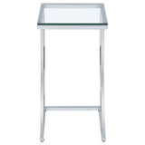 Cayden Rectangular Glass Top Sofa Side Table Chrome