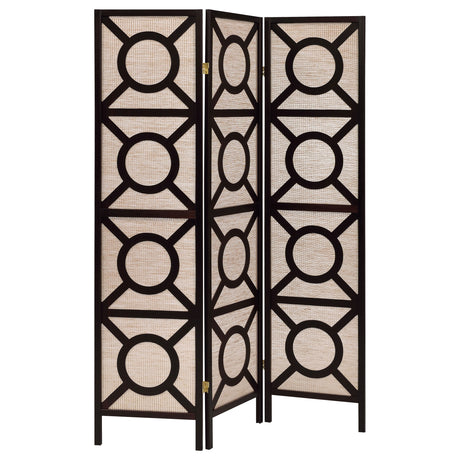 Furniture City Houma - Coaster - Vulcan 3 Panel Room Divider Folding Shoji Screen Cappuccino - 900090