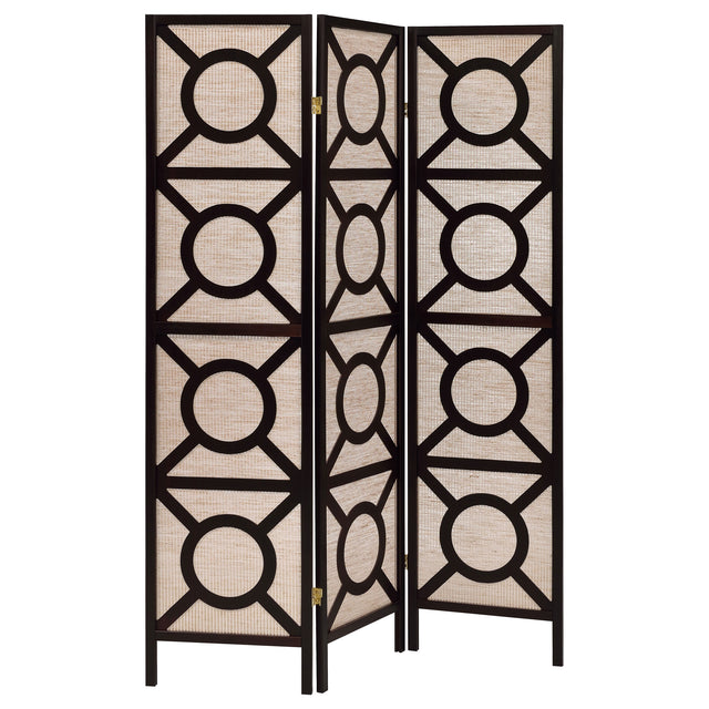 Furniture City Houma - Coaster - Vulcan 3 Panel Room Divider Folding Shoji Screen Cappuccino - 900090