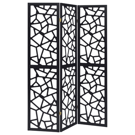 Furniture City Houma - Coaster - Nailan 3-Panel Room Divider Folding Screen Black Open Mosaic - 900092