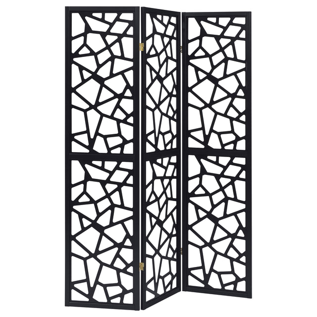 Furniture City Houma - Coaster - Nailan 3-Panel Room Divider Folding Screen Black Open Mosaic - 900092