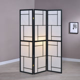 Damis 3-Panel Room Divider Folding Shoji Screen Black