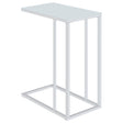Furniture City Houma - Coaster - Stella White Glass Top C-Shaped Sofa Side Table Chrome - 900250