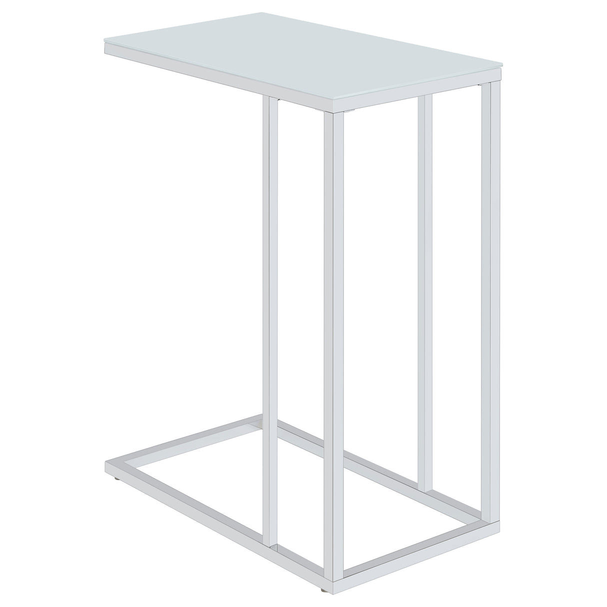 Furniture City Houma - Coaster - Stella White Glass Top C-Shaped Sofa Side Table Chrome - 900250