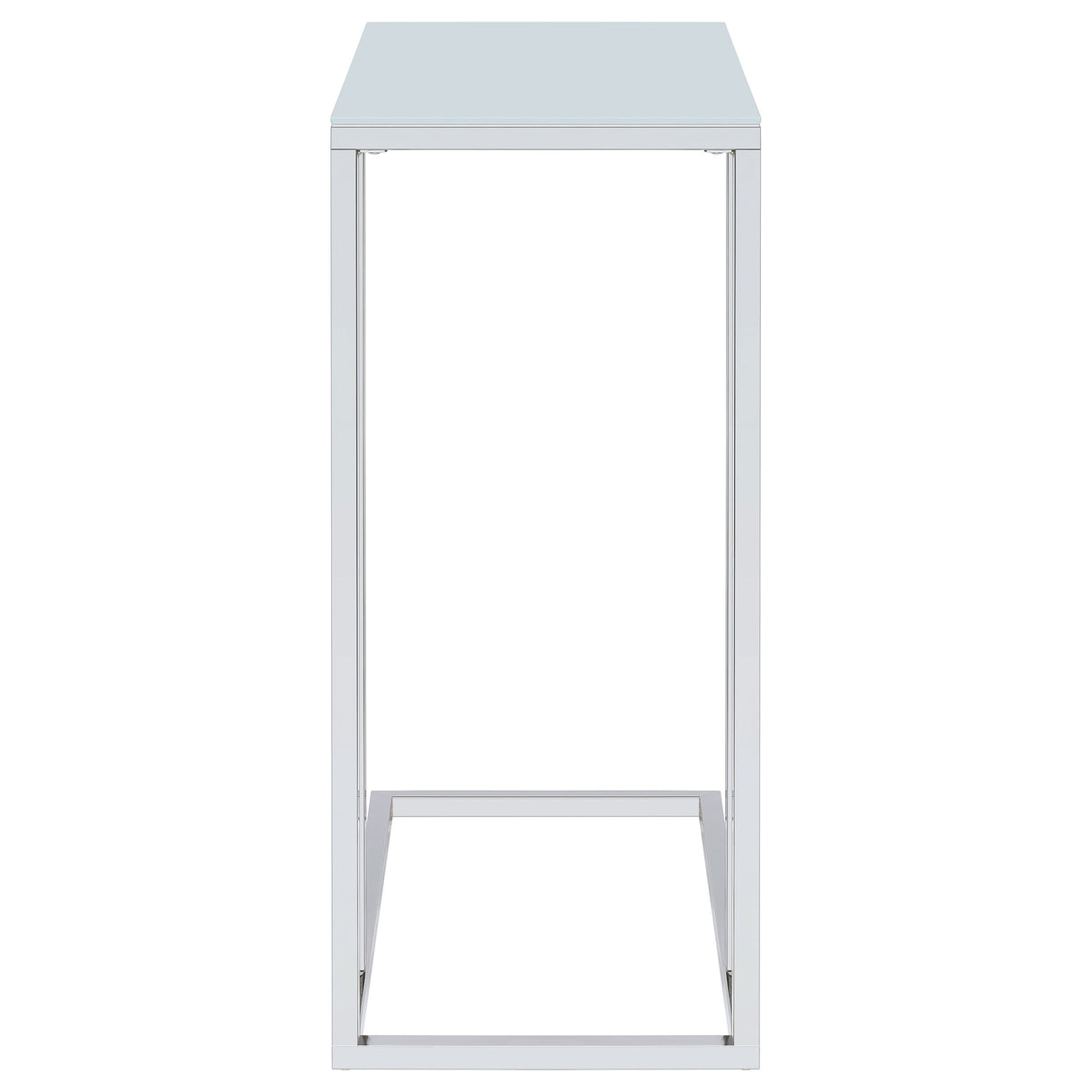 Stella White Glass Top C-Shaped Sofa Side Table Chrome