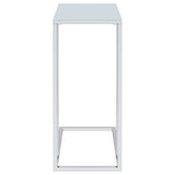 Stella White Glass Top C-Shaped Sofa Side Table Chrome
