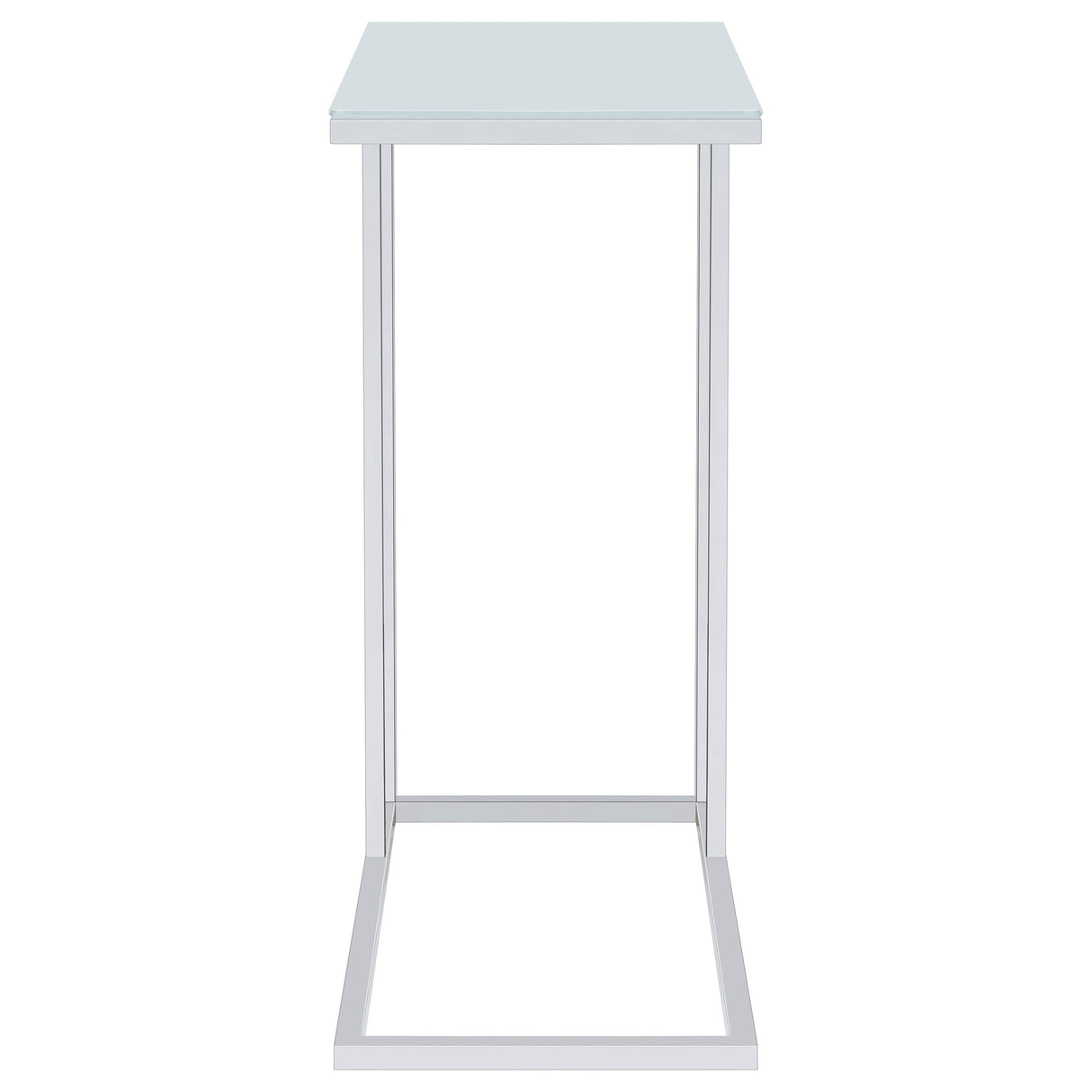 Stella White Glass Top C-Shaped Sofa Side Table Chrome