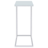 Stella White Glass Top C-Shaped Sofa Side Table Chrome
