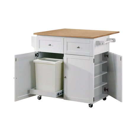 Furniture City Houma - Coaster - Jalen 3-door Mobile Kitchen Cart Natural Brown and White - 900558