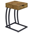 Furniture City Houma - Coaster - Troy 1-drawer C-Shaped Side Table Power Outlet Rustic Nutmeg - 900577