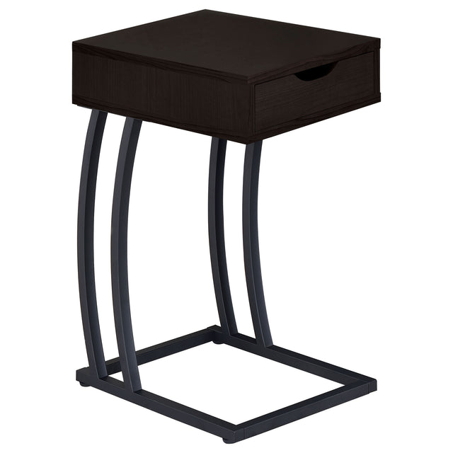 Furniture City Houma - Coaster - Troy 1-drawer C-Shaped Side Table Power Outlet Cappuccino - 900578