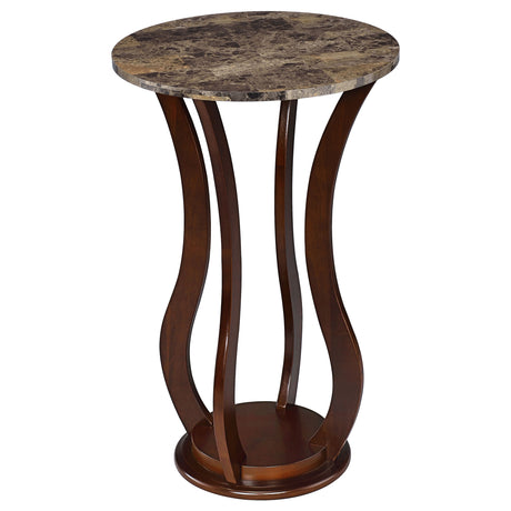 Furniture City Houma - Coaster - Elton Round Faux Marble Top Accent Side Table Brown - 900926