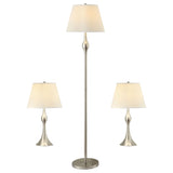 Furniture City Houma - Coaster - Griffin 3-piece Floor and Table Lamp Set Brushed Nickel - 901235