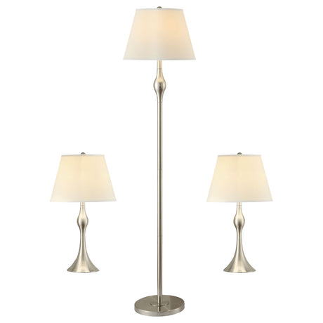 Furniture City Houma - Coaster - Griffin 3-piece Floor and Table Lamp Set Brushed Nickel - 901235