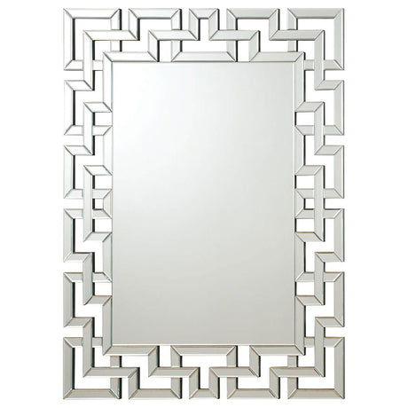 Furniture City Houma - Coaster - Forman 38 x 48 Inch Greek Motif Frameless Wall Mirror Silver - 901786