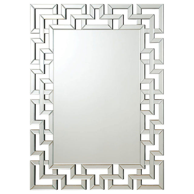 Furniture City Houma - Coaster - Forman 38 x 48 Inch Greek Motif Frameless Wall Mirror Silver - 901786