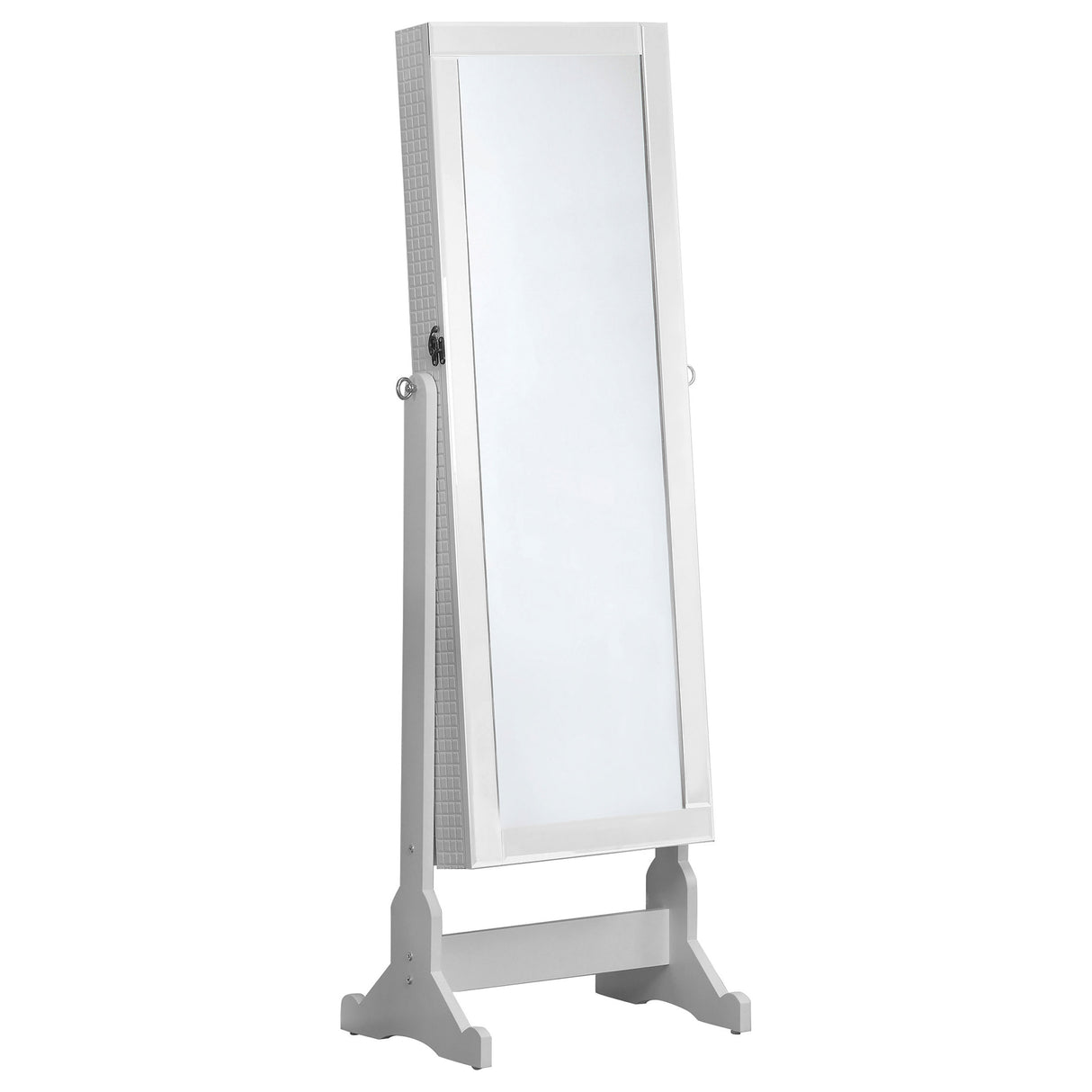 Furniture City Houma - Coaster - Zayas Cheval Mirror with Jewelry Storage White - 901827