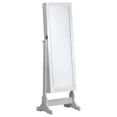 Furniture City Houma - Coaster - Zayas Cheval Mirror with Jewelry Storage White - 901827