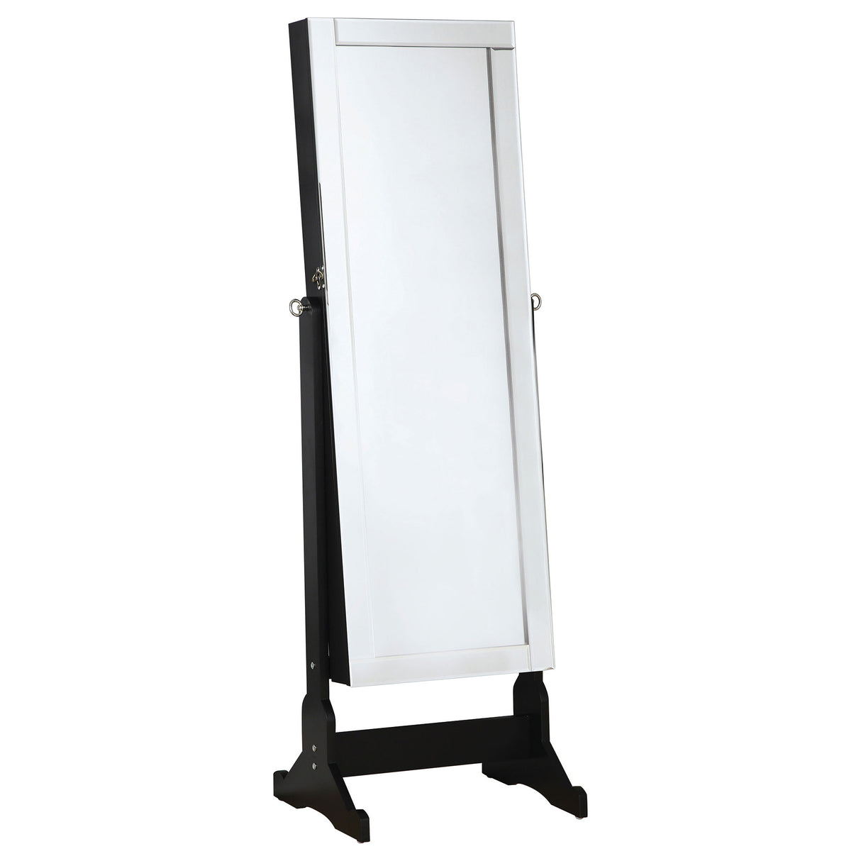 Furniture City Houma - Coaster - Cortez Cheval Mirror with Jewelry Storage Black - 901828