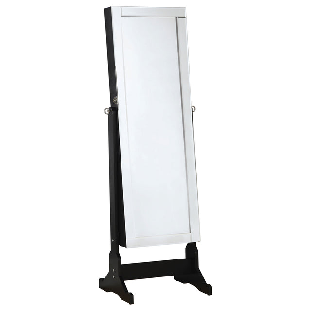 Furniture City Houma - Coaster - Cortez Cheval Mirror with Jewelry Storage Black - 901828
