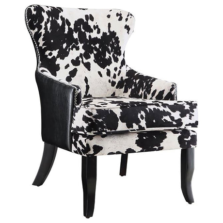 Furniture City Houma - Coaster - Trea Cowhide Print Upholstered Accent Chair Black and White - 902169