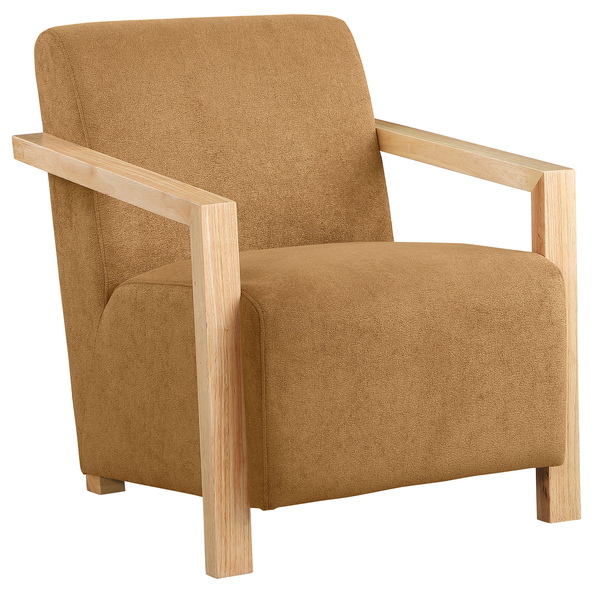 Furniture City Houma - Coaster - Diego Upholstered Accent Arm Chair with Wood Arms Honey - 902268