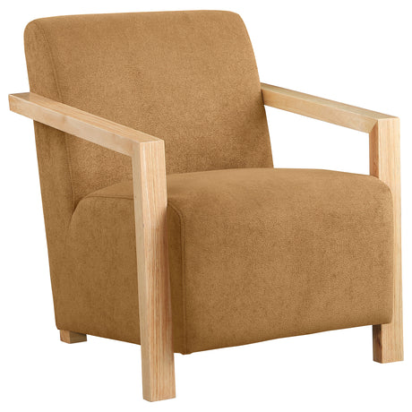 Furniture City Houma - Coaster - Diego Upholstered Accent Arm Chair with Wood Arms Honey - 902268