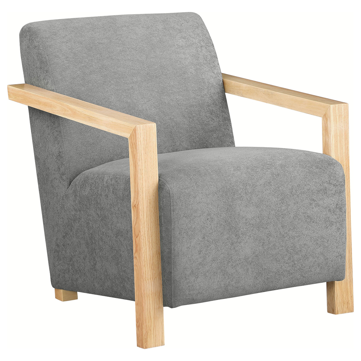 Furniture City Houma - Coaster - Diego Upholstered Accent Arm Chair with Wood Arms Grey - 902269