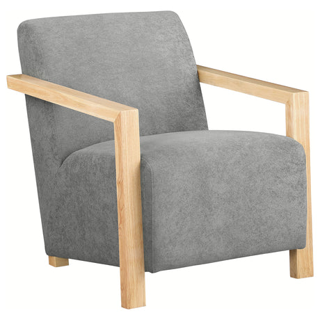 Furniture City Houma - Coaster - Diego Upholstered Accent Arm Chair with Wood Arms Grey - 902269