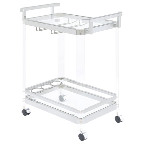 Furniture City Houma - Coaster - Jefferson 2-tier Glass Shelf Acrylic Bar Cart Chrome - 902589