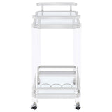 Jefferson 2-tier Glass Shelf Acrylic Bar Cart Chrome
